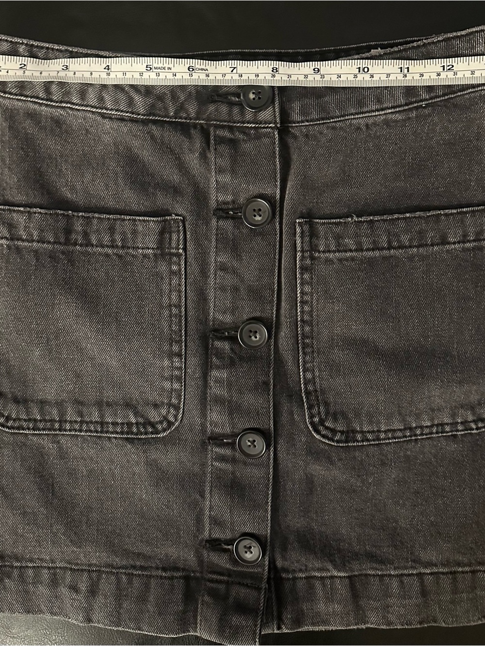 We The Free Washed Black Button-Front Denim Skirt